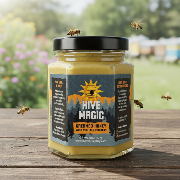 Hive Magic Creamed Honey with Pollen and Propolis – Mill Creek Apiary