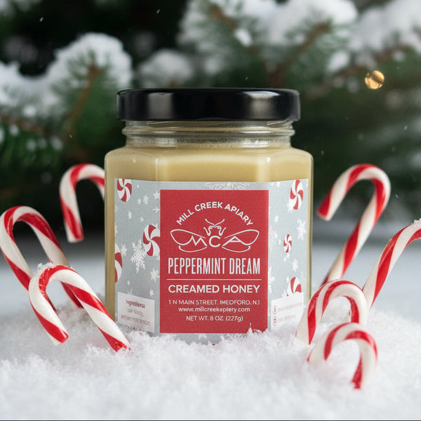 Peppermint Dream Creamed Honey, 8oz. LIMITED RELEASE! – Mill Creek