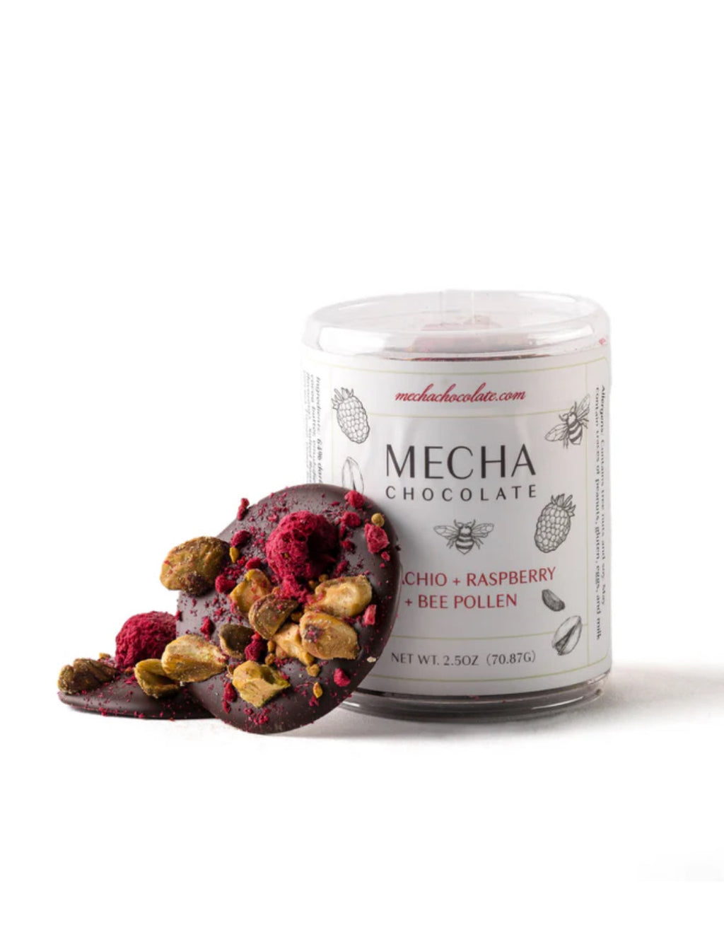 Mecha Chocolate- Pistachio Raspberry Bee Pollen