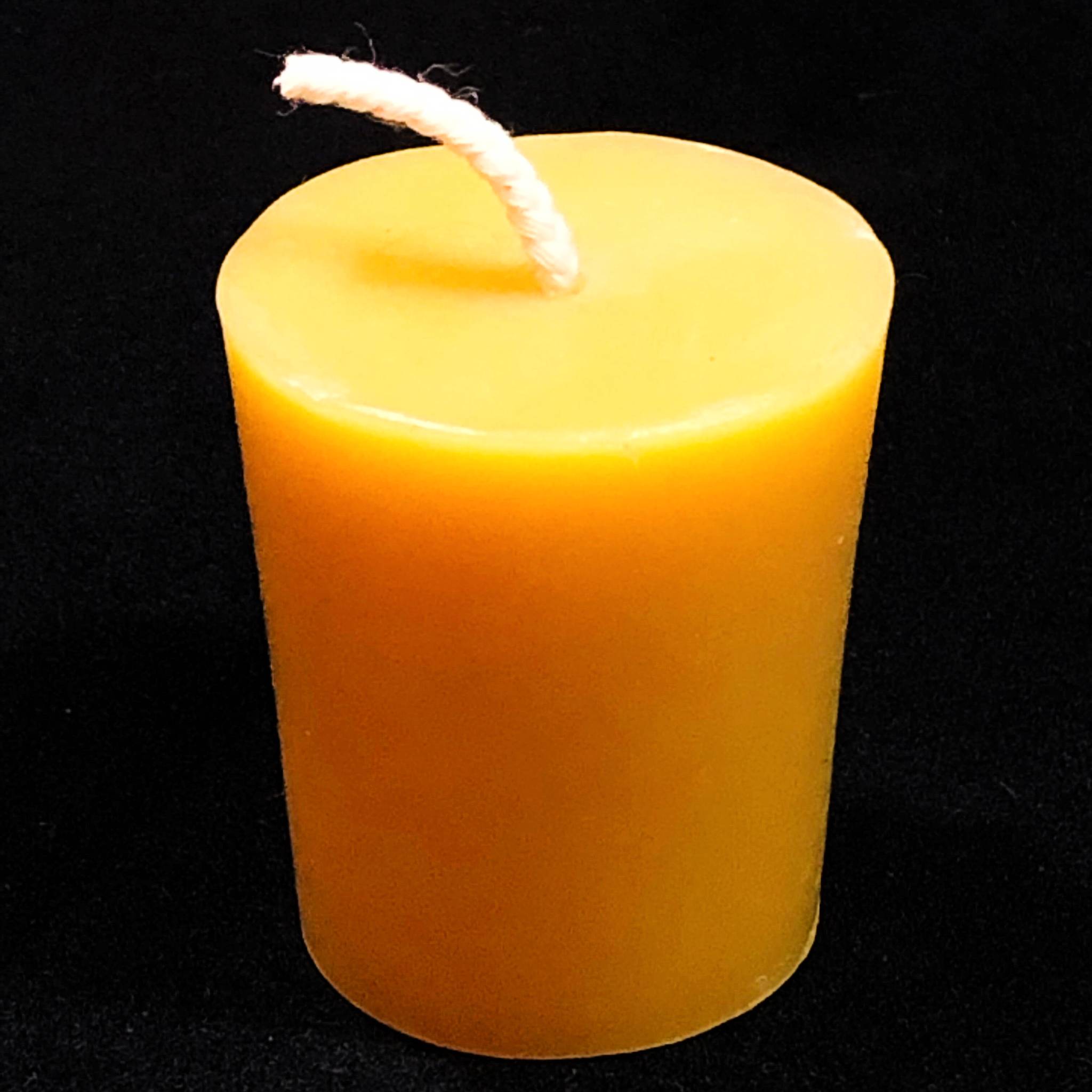 Beeswax votive candle from Mill Creek Apiary will burn for about 16 hours