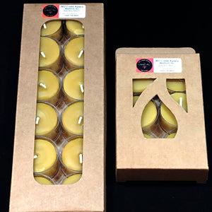 Packaged beeswax tealight candles from Mill Creek Apiary