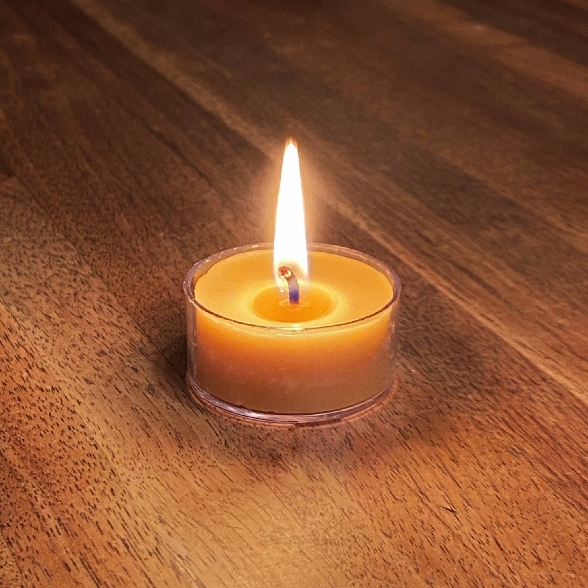 Beeswax tealight candle will burn for approximately 4-5 hours