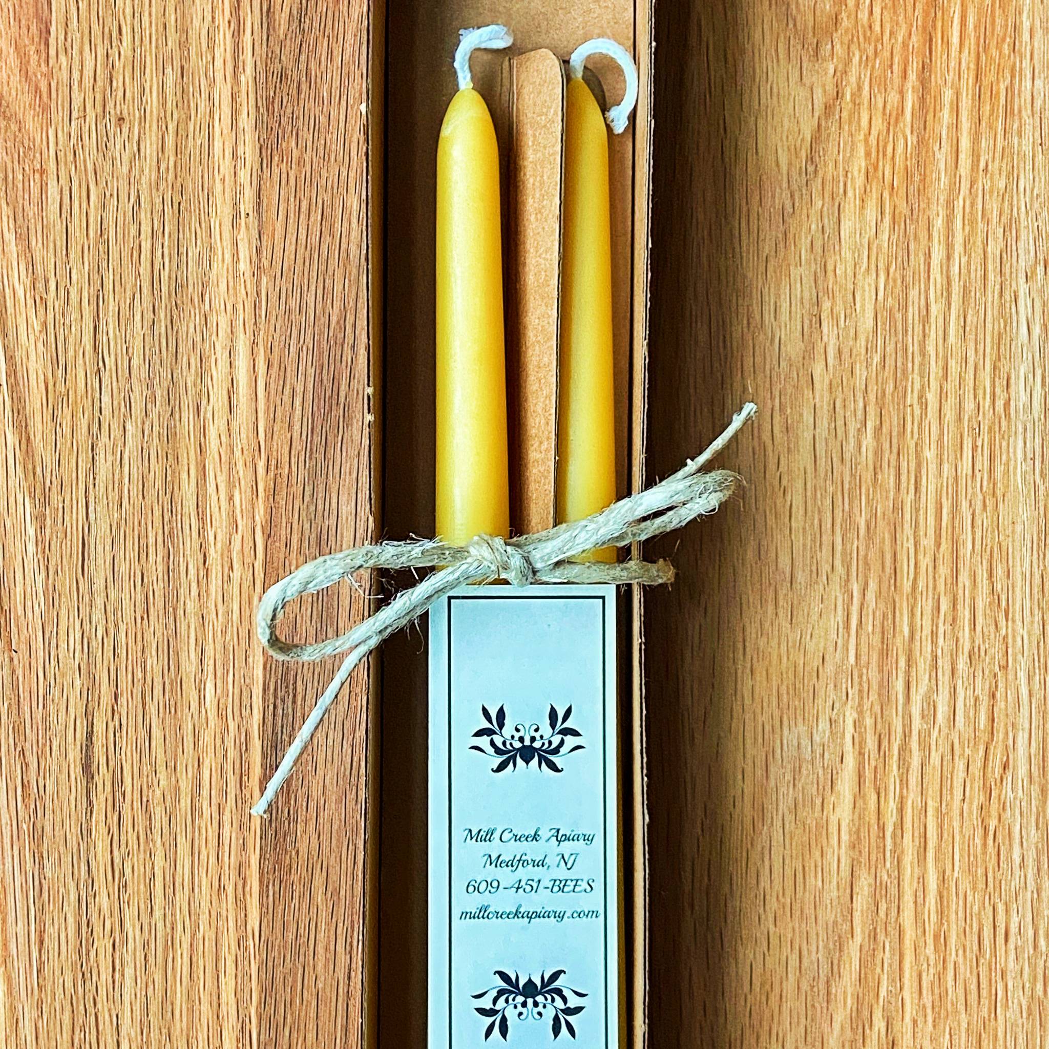 10" taper candles from Mill Creek Apiary